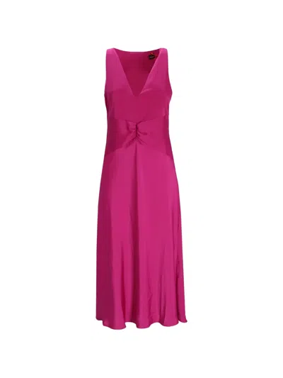 Hugo Boss Boss Diclan Sheer Back Satin Dress In Pink