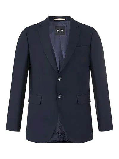 Hugo Boss Two-button Textured Jacket In Blue