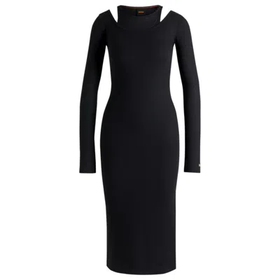 Hugo Boss Two-in-one Dress With Layered Effect In Black