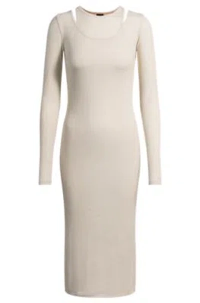 Hugo Boss Two-in-one Dress With Layered Effect In White