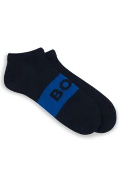 Hugo Boss Two-pack Of Ankle-length Socks In Stretch Fabric In Black