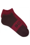 Hugo Boss Two-pack Of Ankle-length Socks With Logo Details In Red