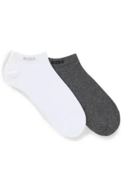 Hugo Boss Two-pack Of Ankle Socks In Grey