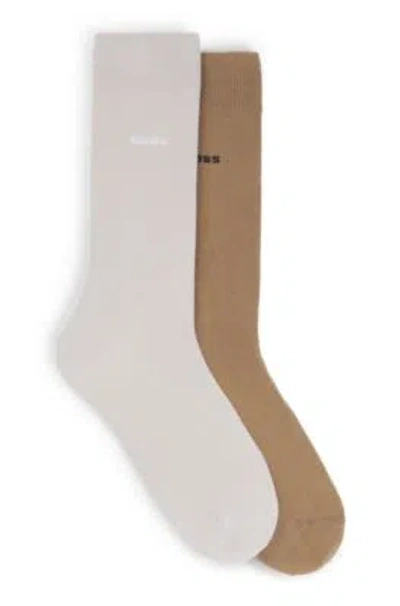 Hugo Boss Two-pack Of Cotton-blend Regular-length Socks In Beige