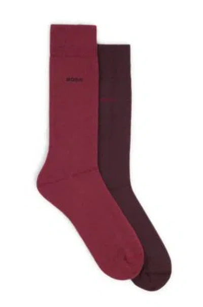 Hugo Boss Two-pack Of Cotton-blend Regular-length Socks In Brown