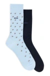 Hugo Boss Two-pack Of Regular-length Mercerized-cotton-blend Socks In Multi