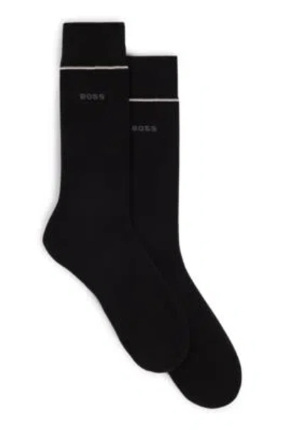 Hugo Boss Two-pack Of Regular-length Performance-stretch Socks In Black