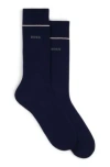 Hugo Boss Two-pack Of Regular-length Performance-stretch Socks In Dark Blue