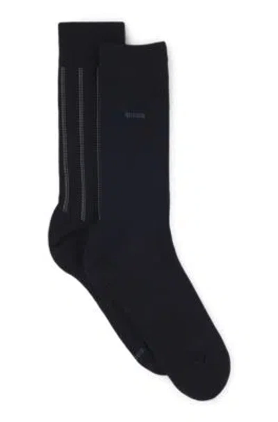 Hugo Boss Two-pack Of Regular-length Socks In Dark Blue