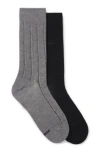 Hugo Boss Two-pack Of Regular-length Socks In Grey