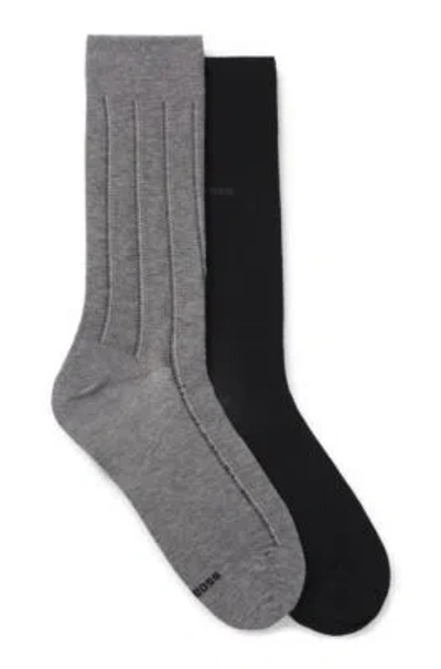 Hugo Boss Two-pack Of Regular-length Socks In Grey