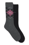 Hugo Boss Two-pack Of Regular-length Socks In A Cotton Blend In Grey