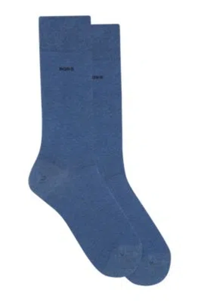 Hugo Boss Two-pack Of Regular-length Socks In A Mercerized-cotton In Light Blue
