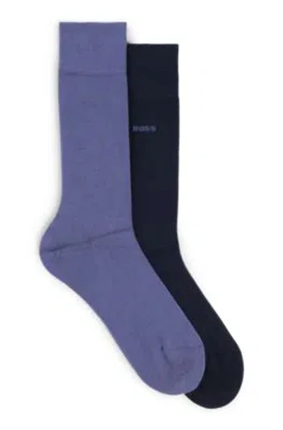 Hugo Boss Two-pack Of Regular-length Socks In Soft Viscose Bamboo In Dark Blue