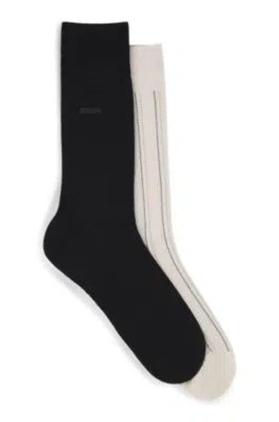 Hugo Boss Two-pack Of Regular-length Socks In Light Beige
