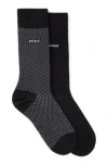 Hugo Boss Two-pack Of Regular-length Socks With Logo Details In Black