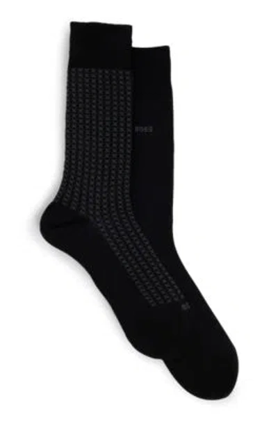 Hugo Boss Two-pack Of Regular-length Socks With Mercerized Finish In Black