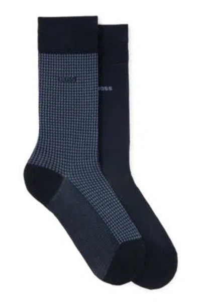 Hugo Boss Two-pack Of Socks In A Cotton Blend In Dark Blue