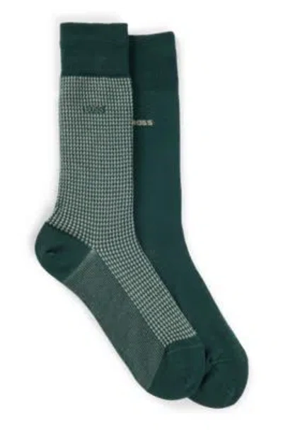 Hugo Boss Two-pack Of Socks In A Cotton Blend In Light Green