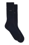 Hugo Boss Two-pack Of Socks In A Wool Blend In Black