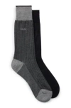 Hugo Boss Solid And Micro-dotted Dress Socks 2-pack In Indigo/dark Blue