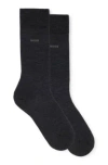 Hugo Boss Two-pack Of Socks In Wool In Dark Grey