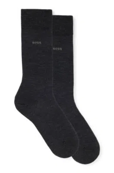 Hugo Boss Two-pack Of Socks In Wool In Dark Grey