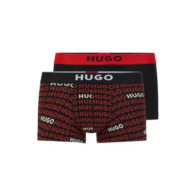 Hugo Boss Two-pack Of Stretch-cotton Trunks With Logo Waistbands In Multi