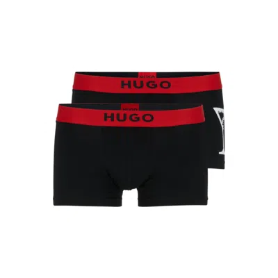 Hugo Boss Two-pack Of Stretch-cotton Trunks With Logo Waistbands In Light Red