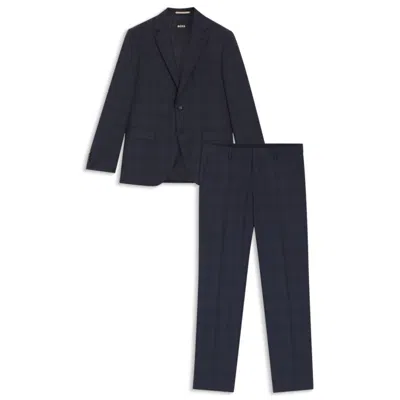 Hugo Boss Two-piece Regular-fit Suit In Checked Virgin Wool In Multi