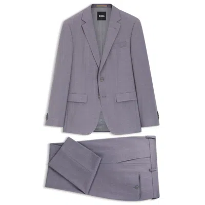 Hugo Boss Two-piece Slim-fit Suit In Micro-patterned Cloth In Gray