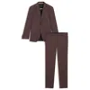 Hugo Boss Two-piece Slim-fit Suit In Micro-patterned Wool In Brown