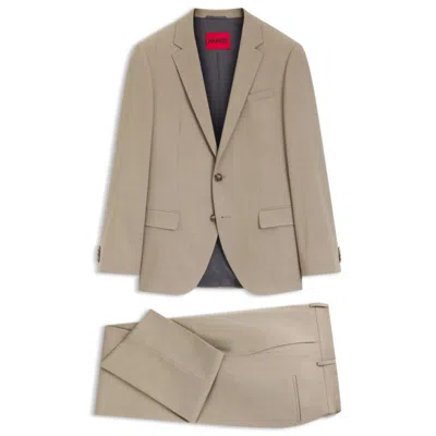 Hugo Boss Two-piece Slim-fit Suit In Stretch Cloth In Neutral