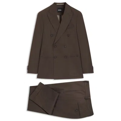 Hugo Boss Two-piece Slim-fit Suit In Stretch Cotton In Burgundy