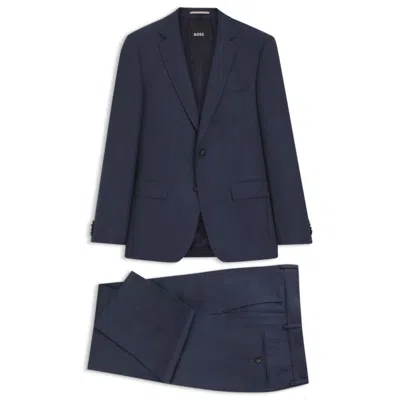 Hugo Boss Two-piece Slim-fit Suit In Virgin Wool And Silk In Blue