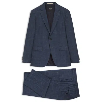 Hugo Boss Two-piece Slim-fit Suit In Wool, Silk And Linen In Blue