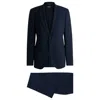 Hugo Boss Three-piece Slim-fit Suit In Virgin Wool In Dark Blue