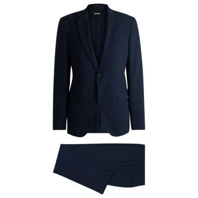 Hugo Boss Two-piece Suit In Performance-stretch Seersucker In Blue