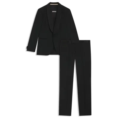 Hugo Boss Two-piece Tuxedo Suit In An Italian Wool Blend In Black
