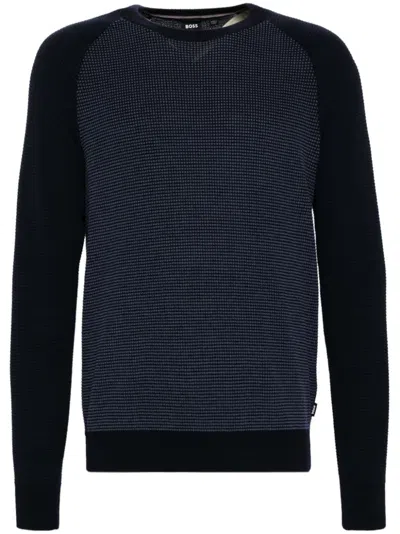Hugo Boss Boss H-dairon Crewneck Virgin Wool & Cotton Sweater In Blau