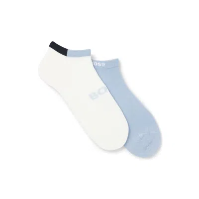 Hugo Boss Two-pack Ankle Socks In Soft Bamboo Blend In Blue