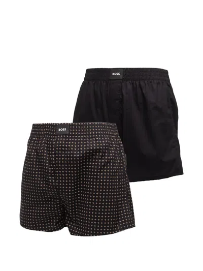 Hugo Boss Two-pack Cotton Boxers In Brown