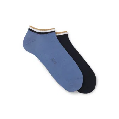 Hugo Boss Two-pack Of Ankle Socks With Signature-stripe Cuffs In Multi