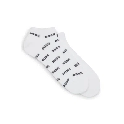Hugo Boss Two-pack Of Branded Socks In An Ankle Length In White