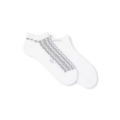 Hugo Boss Two-pack Of Cotton-blend Ankle Socks With Logos In White