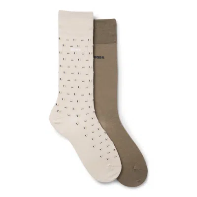 Hugo Boss Two-pack Of Cotton-blend Socks In A Regular Length In Beige