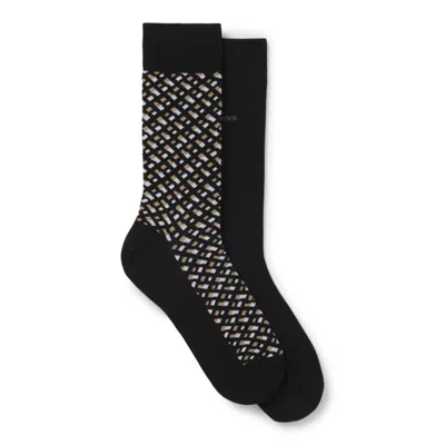 Hugo Boss Two-pack Of Cotton-blend Socks In A Regular Length In Black