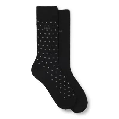 Hugo Boss Two-pack Of Cotton-blend Socks In A Regular Length In Black