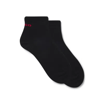 Hugo Boss Two-pack Of Cotton-blend Socks In A Short Length In Black