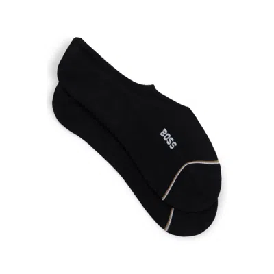 Hugo Boss Two-pack Of Invisible Socks In A Cotton Blend In Black